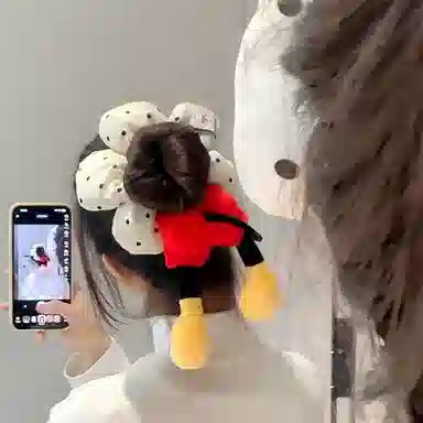 千桐 创意老鼠屁股红色波点 拍照腿发饰大肠圈 毛绒 发圈/头绳 女款