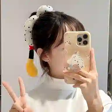 千桐 创意老鼠屁股红色波点 拍照腿发饰大肠圈 毛绒 发圈/头绳 女款