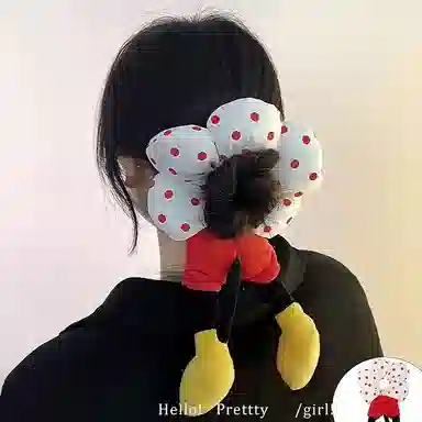 千桐 创意老鼠屁股红色波点 拍照腿发饰大肠圈 毛绒 发圈/头绳 女款