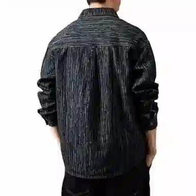 贵色 高端美式复古提花水洗长袖衬衫 男款 蓝色