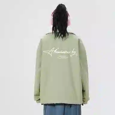 蜡笔小新 双面穿羊羔绒拼色卡通人物字母小标翻领加厚保暖休闲宽松棉服外套 男女同款