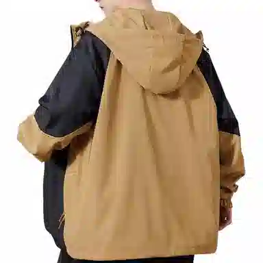 雅鹿优选 休闲连帽宽松工装潮牌山系户外防水拼色夹克外套 男款