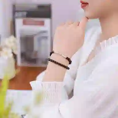 木盛缘 【顺丰包邮】【碎银几两】新中式文艺复古风文玩佛珠上岸招财纳福转运八方来财#好运檀木叠戴 黑檀 手串 女款