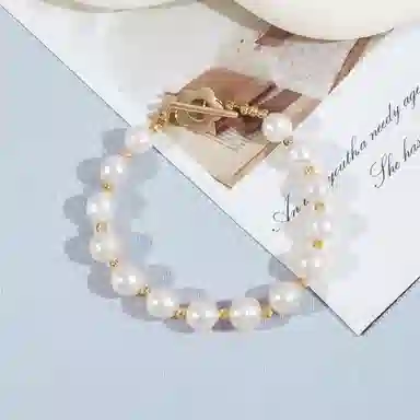品彩 金珠小花 甜美少女感 百搭年轻时尚 淡水珍珠 手串 女款