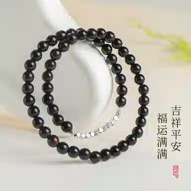 木盛缘 【顺丰包邮】【碎银几两】新中式文艺复古风文玩佛珠上岸招财纳福转运八方来财#好运檀木叠戴 黑檀 手串 女款