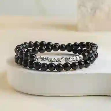 木盛缘 【顺丰包邮】【碎银几两】新中式文艺复古风文玩佛珠上岸招财纳福转运八方来财#好运檀木叠戴 黑檀 手串 女款