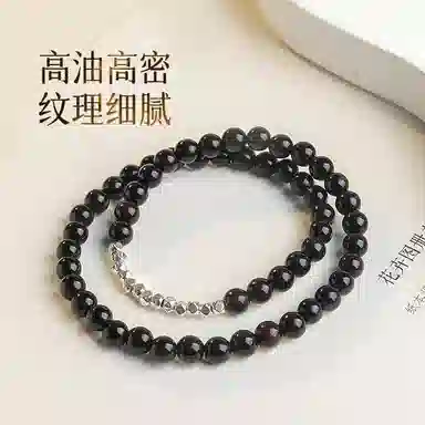 木盛缘 【顺丰包邮】【碎银几两】新中式文艺复古风文玩佛珠上岸招财纳福转运八方来财#好运檀木叠戴 黑檀 手串 女款