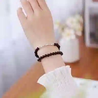 木盛缘 【顺丰包邮】【碎银几两】新中式文艺复古风文玩佛珠上岸招财纳福转运八方来财#好运檀木叠戴 黑檀 手串 女款