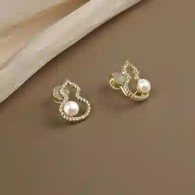 品彩 葫芦蚊香盘 国风优雅经典 时尚高级感 无耳洞 淡水珍珠 耳夹 女款