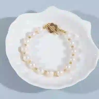 品彩 金珠小花 甜美少女感 百搭年轻时尚 淡水珍珠 手串 女款