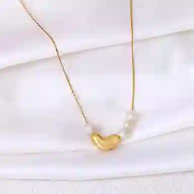 品彩 爱心 不对称设计锁骨链轻奢高级感 淡水珍珠 珍珠项链 女款