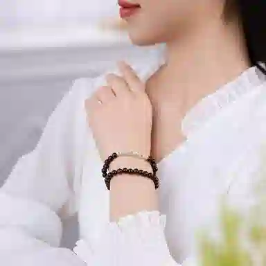 木盛缘 【顺丰包邮】【碎银几两】新中式文艺复古风文玩佛珠上岸招财纳福转运八方来财#好运檀木叠戴 黑檀 手串 女款