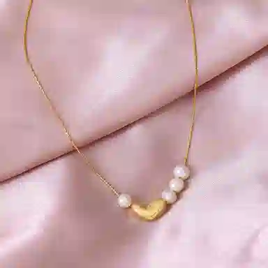 品彩 爱心 不对称设计锁骨链轻奢高级感 淡水珍珠 珍珠项链 女款