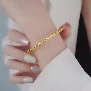 梵星饰季 麻花 新中式国潮时尚简约缠绵开口小众设计 日常通勤百搭 合金 手镯 女款