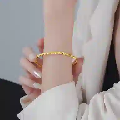 梵星饰季 麻花 新中式国潮时尚简约缠绵开口小众设计 日常通勤百搭 合金 手镯 女款