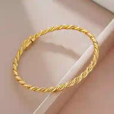 梵星饰季 麻花 新中式国潮时尚简约缠绵开口小众设计 日常通勤百搭 合金 手镯 女款