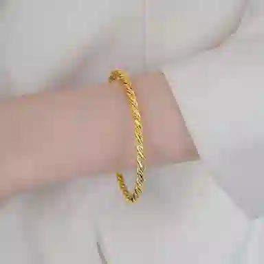 梵星饰季 麻花 新中式国潮时尚简约缠绵开口小众设计 日常通勤百搭 合金 手镯 女款