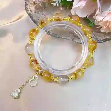 嘉福莱 一手富贵 招财纳福精致轻奢 中式国潮设计感#好运 黄水晶 手串 女款