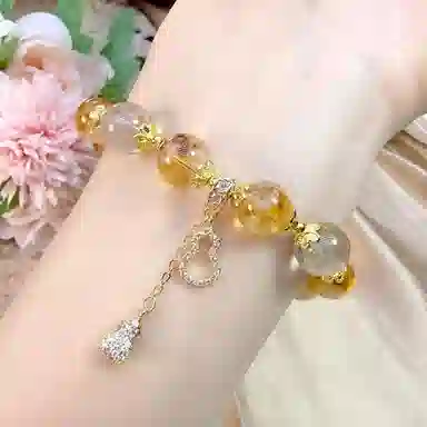 嘉福莱 一手富贵 招财纳福精致轻奢 中式国潮设计感#好运 黄水晶 手串 女款
