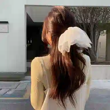 芒果饰品 双层裙摆 高级感气质发饰 蕾丝 网纱 发圈 女款