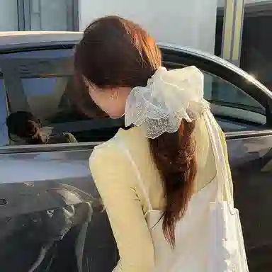 芒果饰品 双层裙摆 高级感气质发饰 蕾丝 网纱 发圈 女款