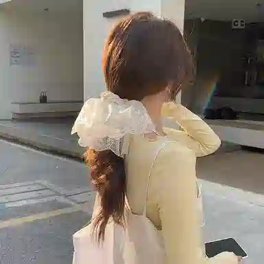 芒果饰品 双层裙摆 高级感气质发饰 蕾丝 网纱 发圈 女款