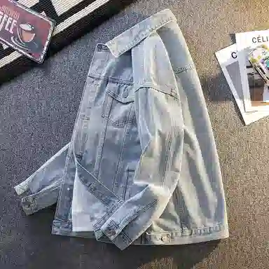 【dme】 美式复古宽松百搭时尚舒适水洗做旧落肩大码男款牛仔外套 男女同款 浅蓝色