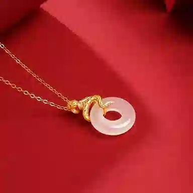 印象眸 平安扣 新中式小众设计精致气质福气满满多财多福诸事顺利如意平安环甜甜圈 礼盒包装#好运 玉髓 玉石项链 女款