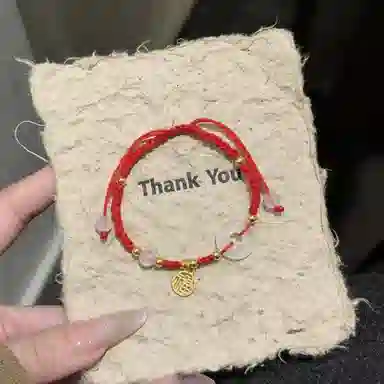 中国珠宝 圆满幸福 转运珠平安喜乐岁岁平安 开运吉祥如意本命年上岸手工编绳好运 玉髓 手链 男女同款情侣款