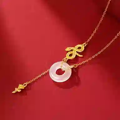 印象眸 平安扣 新中式小众设计精致气质福气满满多财多福诸事顺利如意平安环甜甜圈 礼盒包装#好运 玉髓 玉石项链 女款