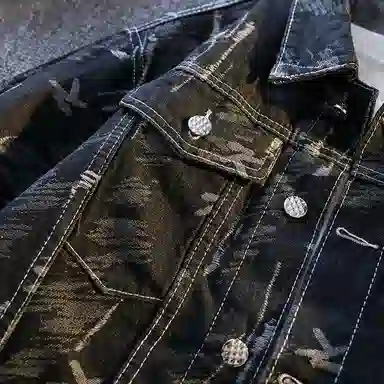 【dme】 美式水洗潮流长袖宽松潮牌提花设计长袖牛仔外套 男女同款 黑色