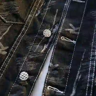 【dme】 美式水洗潮流长袖宽松潮牌提花设计长袖牛仔外套 男女同款 黑色