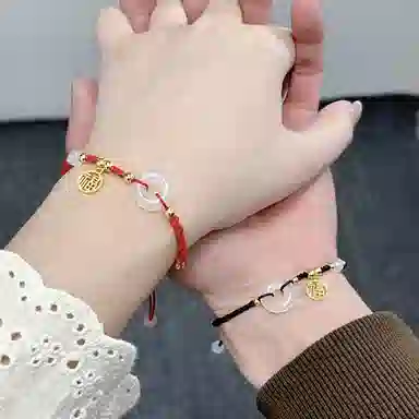 中国珠宝 圆满幸福 转运珠平安喜乐岁岁平安 开运吉祥如意本命年上岸手工编绳好运 玉髓 手链 男女同款情侣款