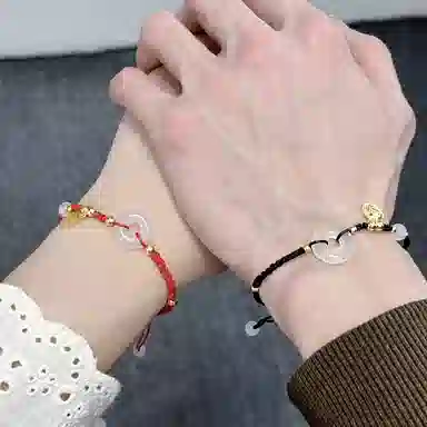 中国珠宝 圆满幸福 转运珠平安喜乐岁岁平安 开运吉祥如意本命年上岸手工编绳好运 玉髓 手链 男女同款情侣款