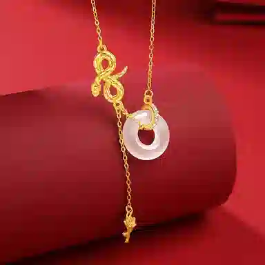 印象眸 平安扣 新中式小众设计精致气质福气满满多财多福诸事顺利如意平安环甜甜圈 礼盒包装#好运 玉髓 玉石项链 女款