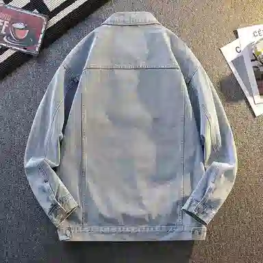 【dme】 美式复古宽松百搭时尚舒适水洗做旧落肩大码男款牛仔外套 男女同款 浅蓝色