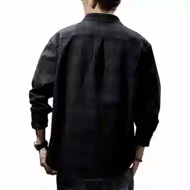 贵色 美式高级感复古日系格子长袖衬衫 男款