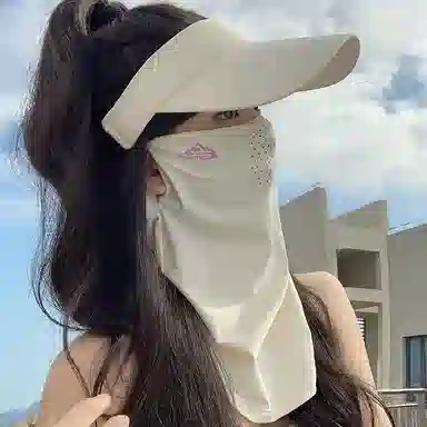 艾佳微 夏季户外出行遮阳口罩一体大头围显脸小多色可选 锦纶 防晒帽 男女同款情侣款