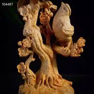 仙作美 雕刻喜上眉梢桌面实木雕客厅#好运 崖柏 木作摆件 男女同款情侣款