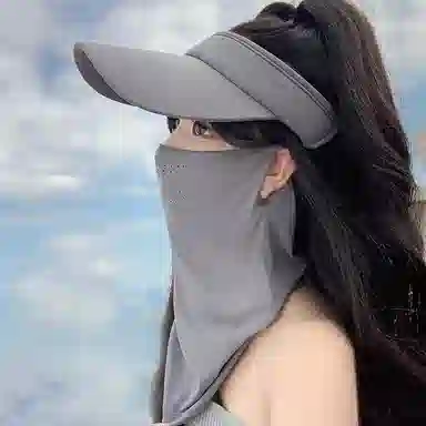 艾佳微 夏季户外出行遮阳口罩一体大头围显脸小多色可选 锦纶 防晒帽 男女同款情侣款