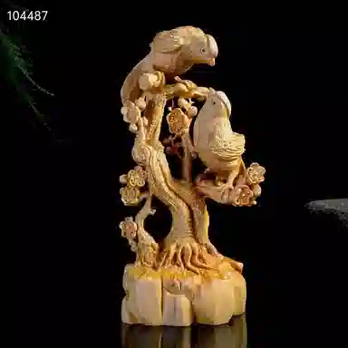 仙作美 雕刻喜上眉梢桌面实木雕客厅#好运 崖柏 木作摆件 男女同款情侣款