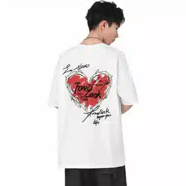 FONDLOOK Graffiti Heart Letter Tee Black