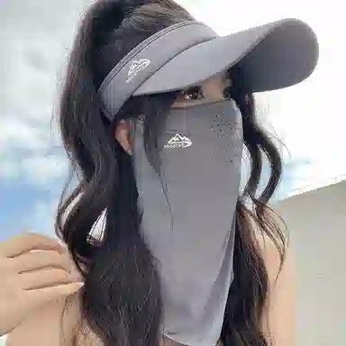 艾佳微 夏季户外出行遮阳口罩一体大头围显脸小多色可选 锦纶 防晒帽 男女同款情侣款