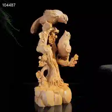 仙作美 雕刻喜上眉梢桌面实木雕客厅#好运 崖柏 木作摆件 男女同款情侣款