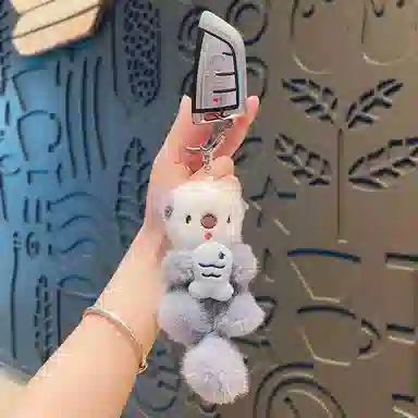 千桐 呆萌可爱水獭 趣味挂饰钥匙扣 行李箱 创意卡通玩偶 毛绒 挂件 男女同款情侣款