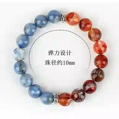 玺璎 冰与火蓝晶石红胶花#好运天然 蓝水晶 手串 女款