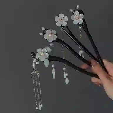 水中玉 古风流苏高级感汉服头饰新中式木质发钗子步摇簪子 发簪 女款