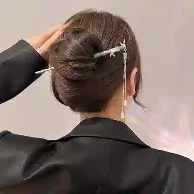 水中玉 新中式竹节流苏簪子 后脑勺盘发发钗古风汉服发饰 发簪 女款