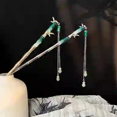 水中玉 新中式竹节流苏簪子 后脑勺盘发发钗古风汉服发饰 发簪 女款