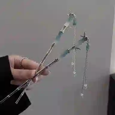 水中玉 新中式竹节流苏簪子 后脑勺盘发发钗古风汉服发饰 发簪 女款